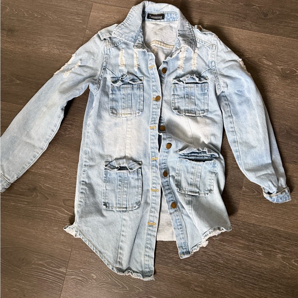 Trendyol Distressed Light Blue Jean Jacket